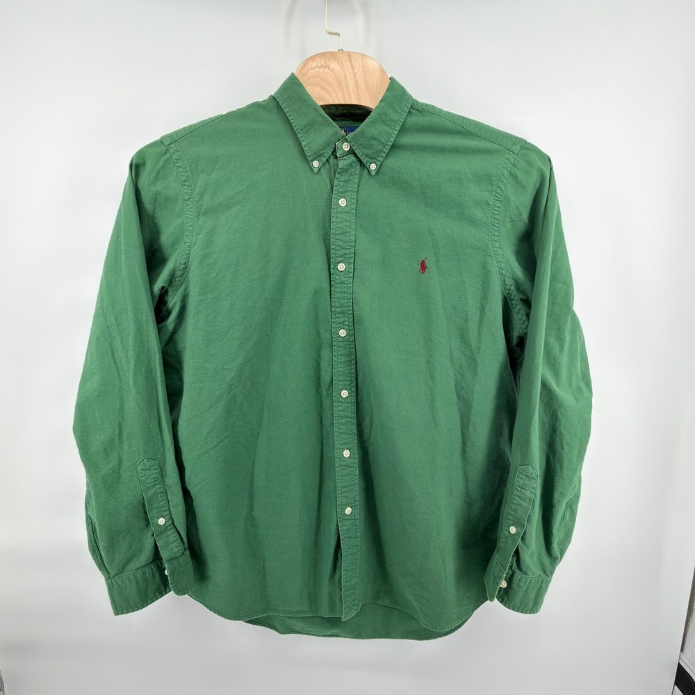 Ralph Lauren Men XXL Green Button Down Shirt Classic Fit Long Sleeve Pony Logo